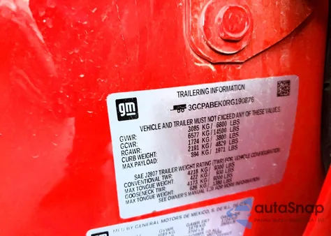 2024 Chevrolet Silverado C1500 Custom z USA, uszkodzony, nr VIN 3GCPABEK0RG190876